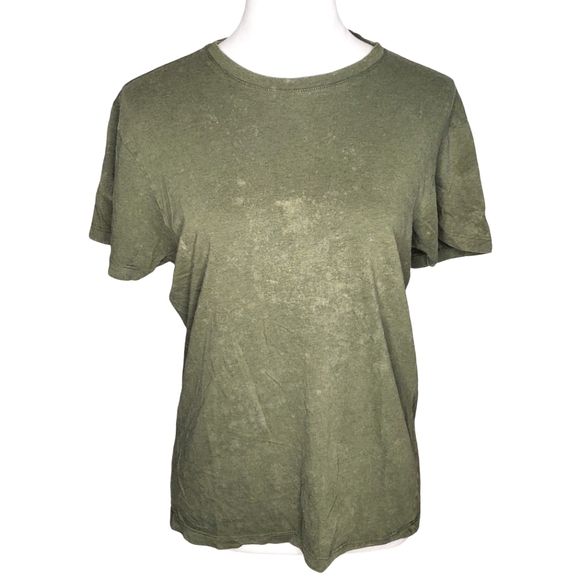 🦋Banana Republic 100% Cotton Mottled Army Green Fitted Crew Tee - Picture 1 of 4